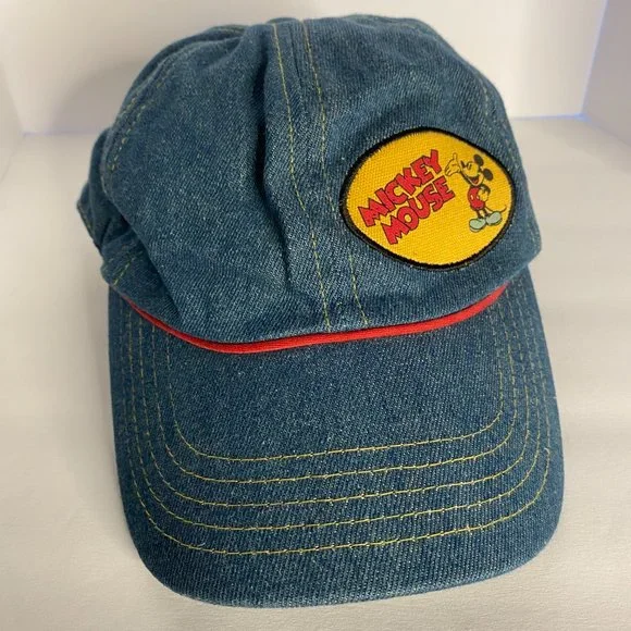 Disney World Mickey Mouse Blue Denim Adjustable Baseball Cap Hat Retro - Picture 3 of 7